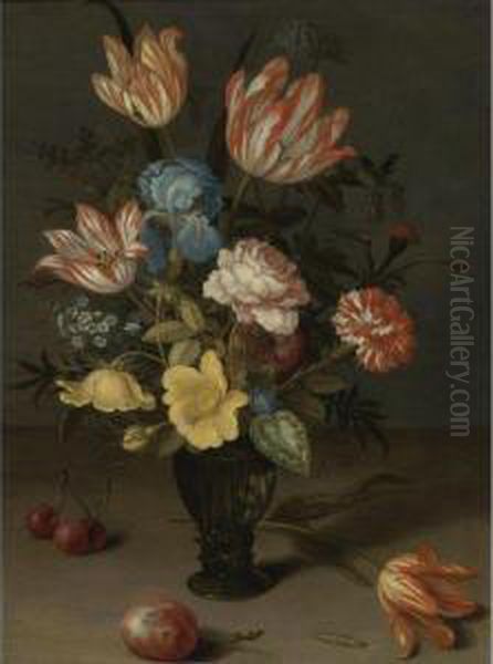 Still Life Of Tulips Oil Painting by Balthasar Van Der Ast