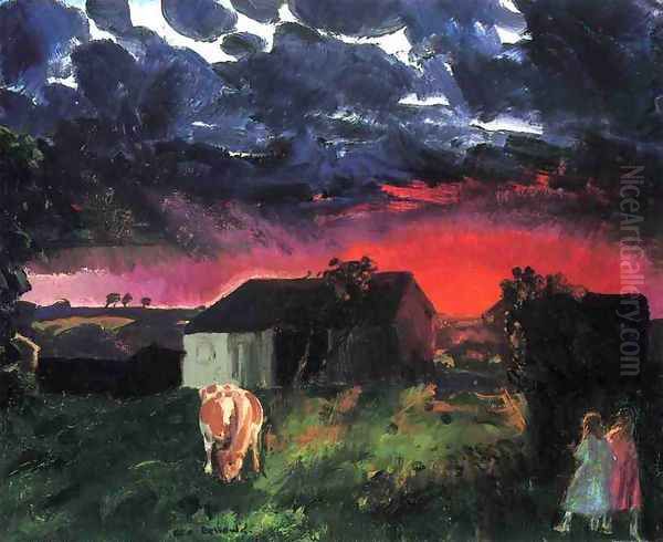 Red Sun Oil Painting by George Wesley Bellows