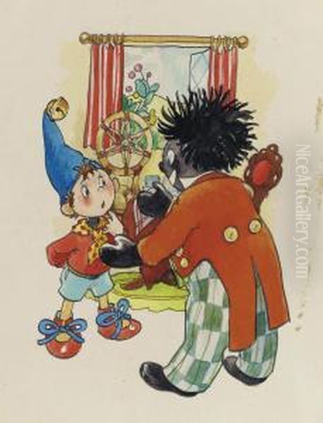 Noddy Being Asked To A Party In The Dark Wood Oil Painting by Harmsen Van Der Beek