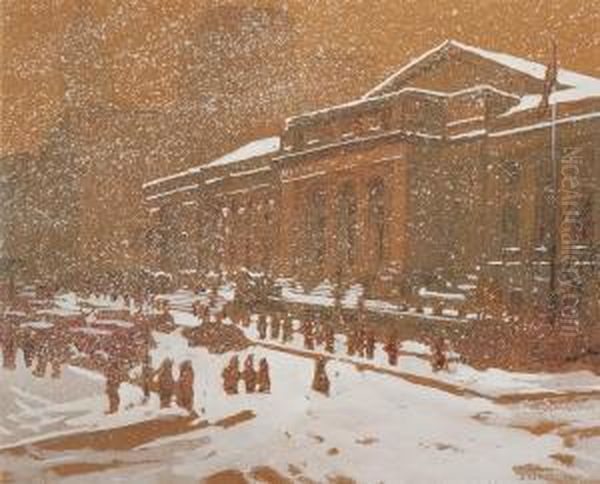 New York Public Library Oil Painting by Johannes Van Der Bilt