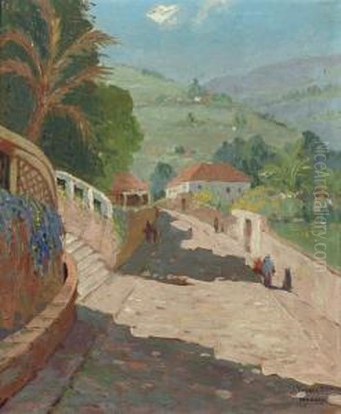 Funchal Madeira: Route De St. Crux, Madeira Oil Painting by Johannes Van Der Bilt