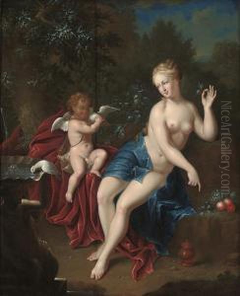 Venus And Cupid Oil Painting by Adriaan Van Der Burg