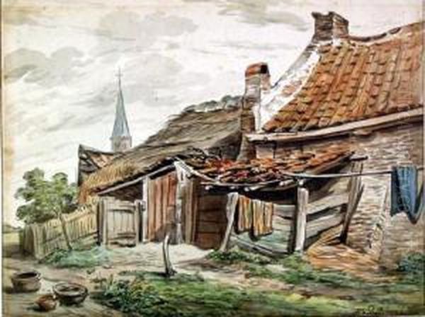 Kleiner Bauernhof Oil Painting by Hendrik van der Burgh