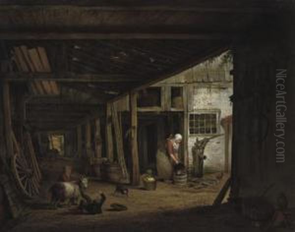 In The Barn Oil Painting by Hendrik van der Burgh