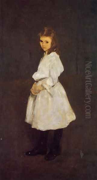 Little Girl in White (or Queenie Barnett) Oil Painting by George Wesley Bellows