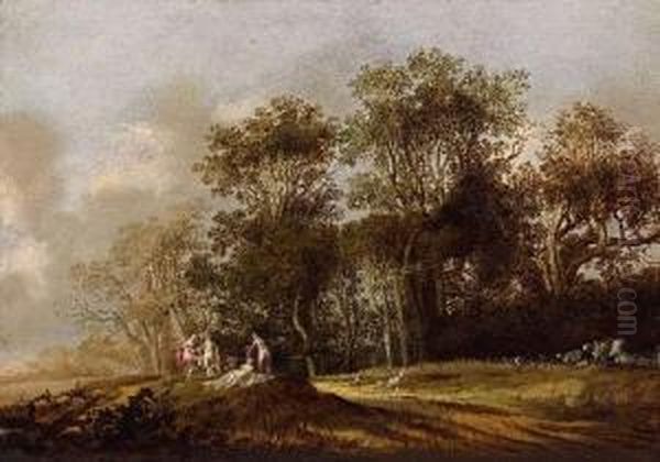 Landschaft Mit Nymphen Und Faunen Oil Painting by Anthony Jansz. Van Der Croos