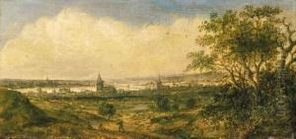 Weite Landschaft Mitstadt In Der Ferne Oil Painting by Anthony Jansz. Van Der Croos