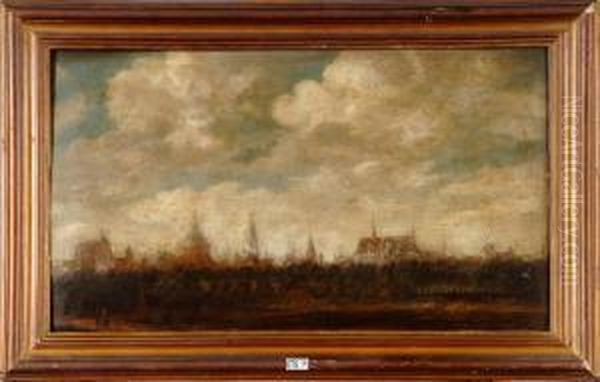 Vue De Leiden Avec La Pieterskerk Et Sint Jacobskerk De Marekerh Oil Painting by Anthony Jansz. Van Der Croos