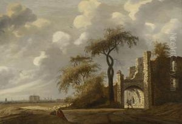 Ruine Des Schlossesbrederode Oil Painting by Anthony Jansz van der Croos