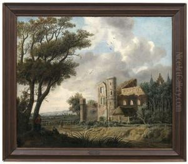 Landschaft Mit Ruinosem Gebaude Und Figurenstaffage Oil Painting by Anthony Jansz van der Croos