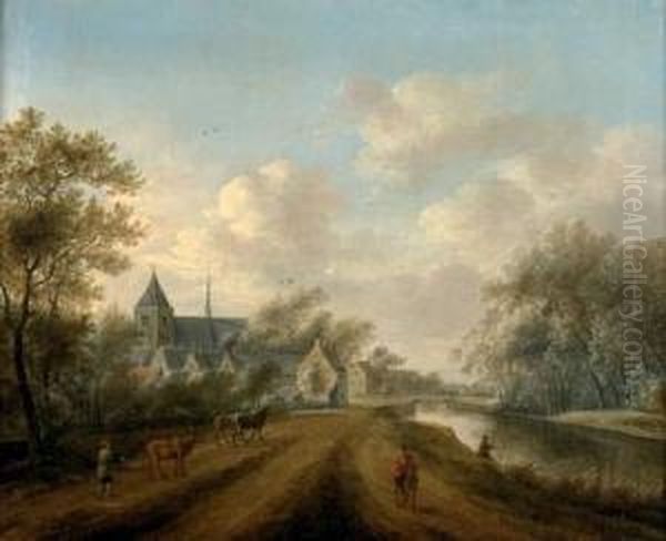 Paysage Pastoral Anime Oil Painting by Anthony Jansz van der Croos