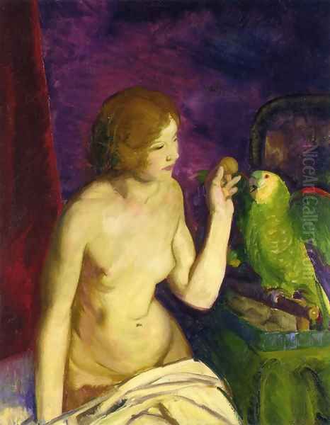 Nude With A Parrot Oil Painting by George Wesley Bellows