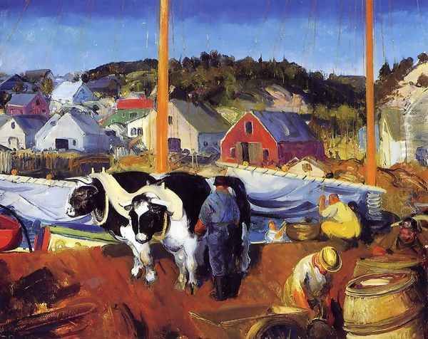 Ox Team Wharf At Matinicus Oil Painting by George Wesley Bellows