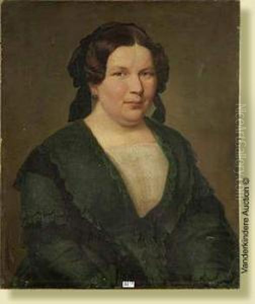 Portrait D'amelie D'hondt (1805-1856), Epouse Dephilippe Joseph Bouche (1799-1864) Oil Painting by Alphonse Van Der Eycken