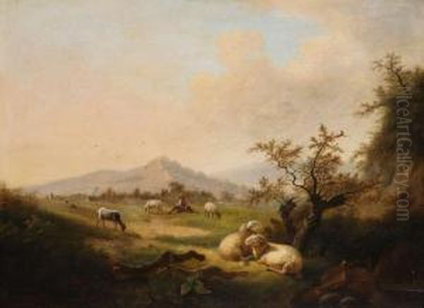 Zuiders Landschap Met Schapenhoeder Oil Painting by Charles Van Der Eycken