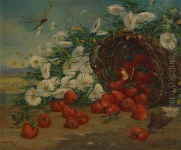 Le Panier De Fraises Renverse Oil Painting by Berroni Van Der Gheynst