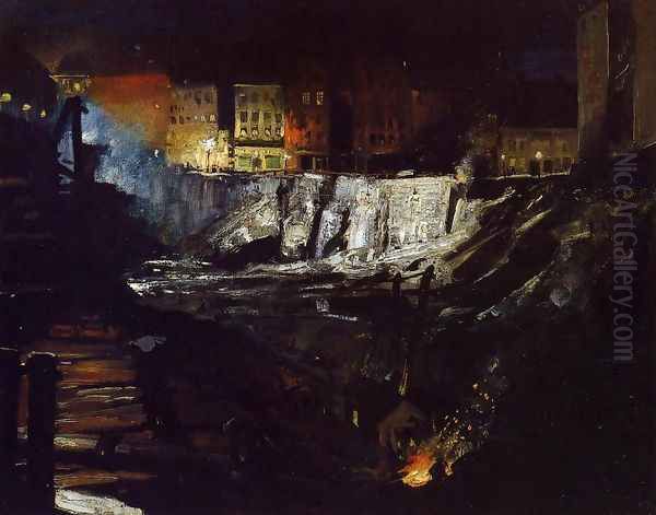 Excavation At Night Oil Painting by George Wesley Bellows