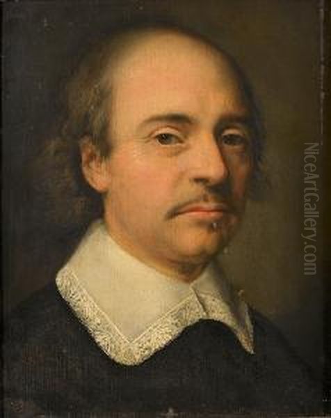 Portrait Of A Gentleman, Bust-length, In Black Costume With A White Lawn Collar Oil Painting by Jacobus Van Der Gracht