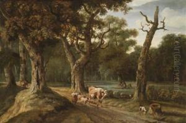 A Forest Landscape Oil Painting by Joris Abrahamsz Van Der Haagen