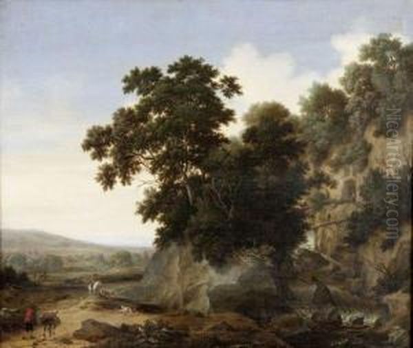 Paysage Avec Un Piqueux Rappelant Ses Chiens Oil Painting by Joris Abrahamsz Van Der Haagen