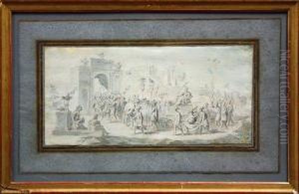 Victorious Processing Through The Arc De Triomphe Oil Painting by William Van Der Hagen