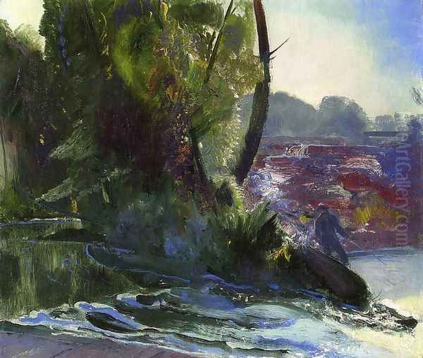 Fisherman And Stream Oil Painting by George Wesley Bellows