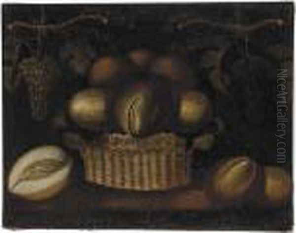 A Basket Of Melons And Other Fruits Oil Painting by Juan Van Der Hamen Y Leon