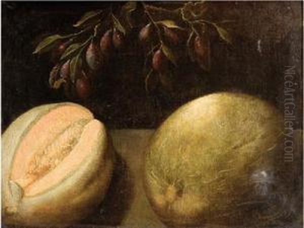 Bodegon Con Melones E Higos Oil Painting by Juan Van Der Hamen Y Leon