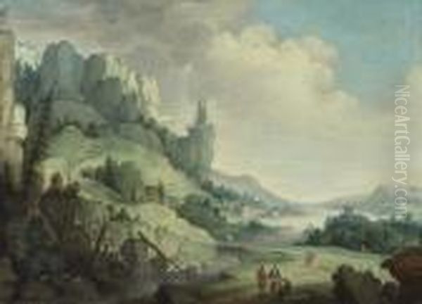 Gebirgslandschaft. 1636. Oil Painting by Claes Dircksz. Van Der Heck