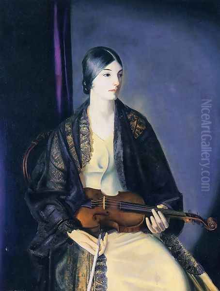 The Violinist Leila Kalman Oil Painting by George Wesley Bellows