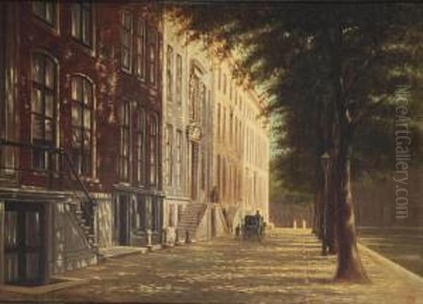 The 'gouden Bocht', Herengracht, Amstedam Oil Painting by Johannes Hermanus Van Heyden