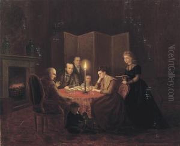 The Chess Game Oil Painting by Johannes Hermanus Van Heyden