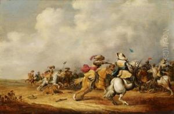 Reiterschlacht Oil Painting by Abraham van der Hoef