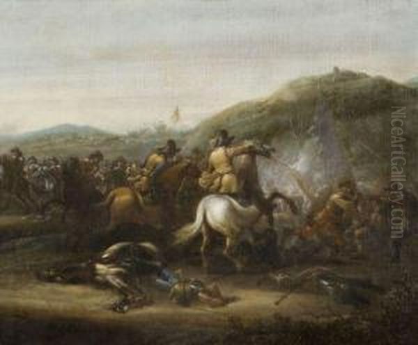 Choc De Cavalerie Oil Painting by Abraham van der Hoef