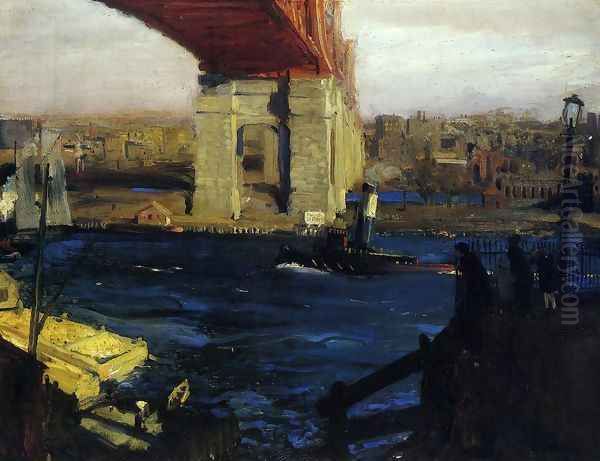 The Bridge Blackwells Island Oil Painting by George Wesley Bellows