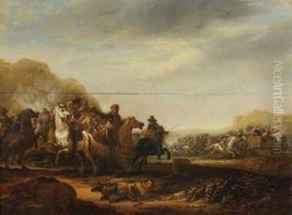 Une Escarmouche Oil Painting by Abraham van der Hoef