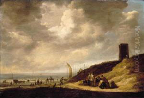 The Beach At Egmond Oil Painting by Maerten Fransz. Van Der Hulft