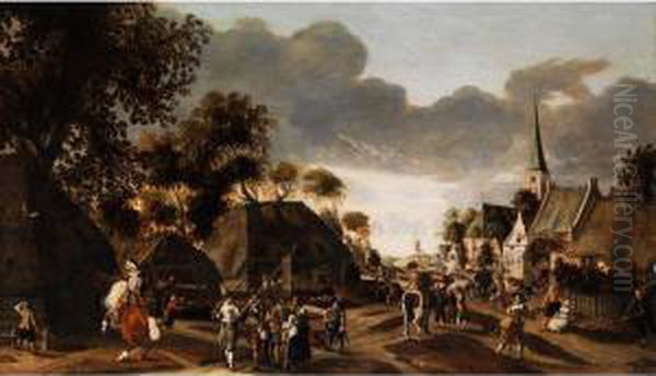 Plunderung Eines Niederlandischenstadtchens Oil Painting by Pieter I Van Der Hulst