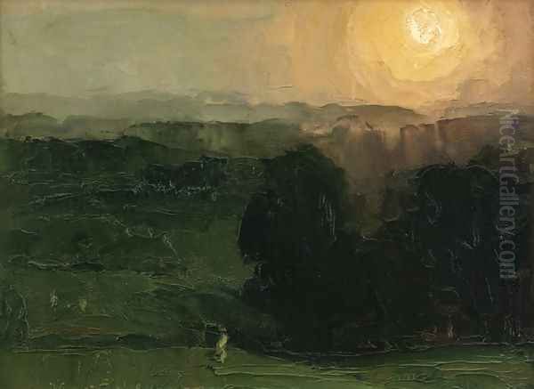 Sunset Jersey Hills Oil Painting by George Wesley Bellows