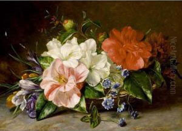 A Spray Of Flowers Oil Painting by Hendrika Wilhelmina Van Der Kellen