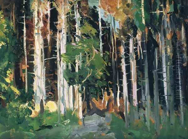 Through The Trees Oil Painting by George Wesley Bellows