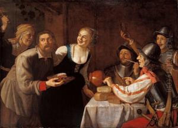 Il Figliol Prodigo Cacciato Dalla Taverna Oil Painting by Gysbrecht Van Der Kuyl