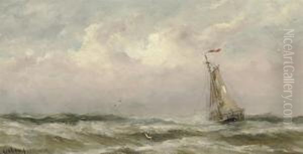 Hooge Zee: On A Choppy Sea Oil Painting by Gerard Van Der Laan