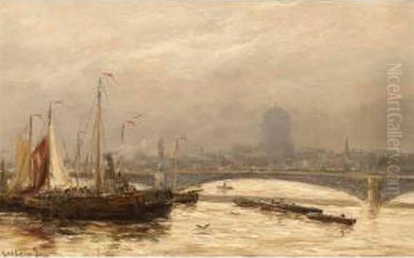 Blackfriars Bridge, London Oil Painting by Gerard Van Der Laan