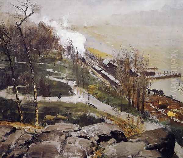 Rain On The River Oil Painting by George Wesley Bellows