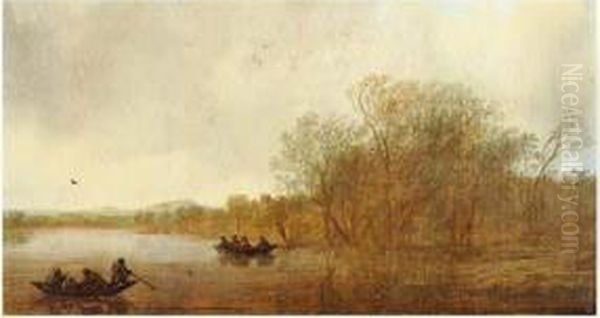 Paysage Aux Pecheurs Oil Painting by Reynier Van Der Laeck