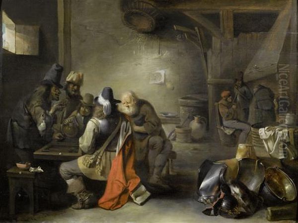 The Tric Trac Players Oil Painting by Christoffel Jacobsz van der Lamen