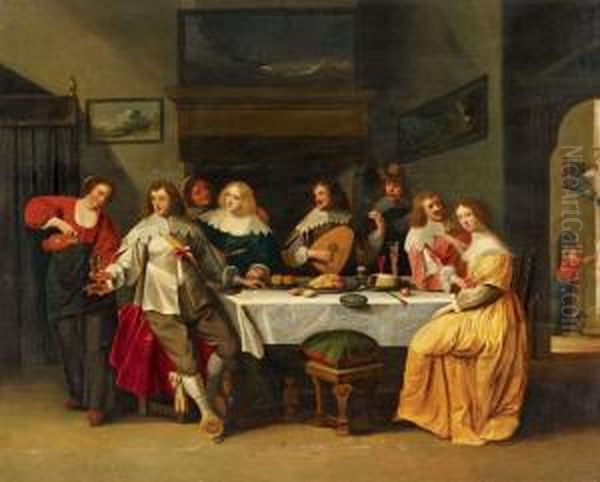 Frohliche Gesellschaft Oil Painting by Christoffel Jacobsz van der Lamen