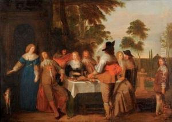 Le Dejeuner Dans Un Parc Oil Painting by Christoffel Jacobsz van der Lamen