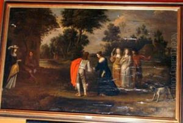 Ellegant Company In A Park Oil Painting by Christoffel Jacobsz van der Lamen